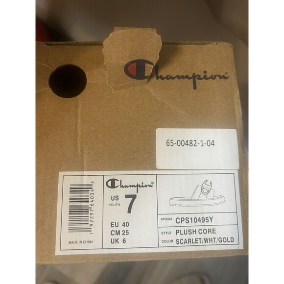 Champion ~ Plush Core Cozy Slides ~ Scarlet Red Size SZ 7 Pre Loved - Picture 2 of 2